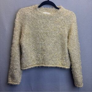 Zara Beige Textured Crew Neck Sweater